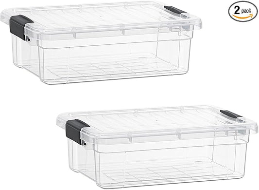 Superio Clear Storage Bins with Lids, Stackable Storage Box with Latches and Handles, Extra Small, 2 Pack 2 Quart