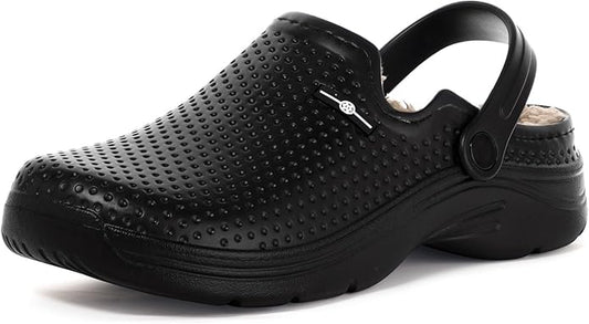 Womens Mens Fur Lined Clogs Waterproof Garden Shoes Winter Warm Fleece Lining Fuzzy House Home Slippers Indoor Outdoor Mules