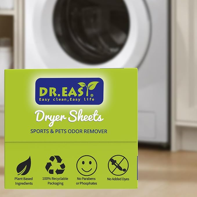 Dr.Easy SPORTS & PETS ODOR REMOVER Fruits Fresh Dryer Sheets,200 Sheets,PLANT&MINERAL-BASED FORMULA