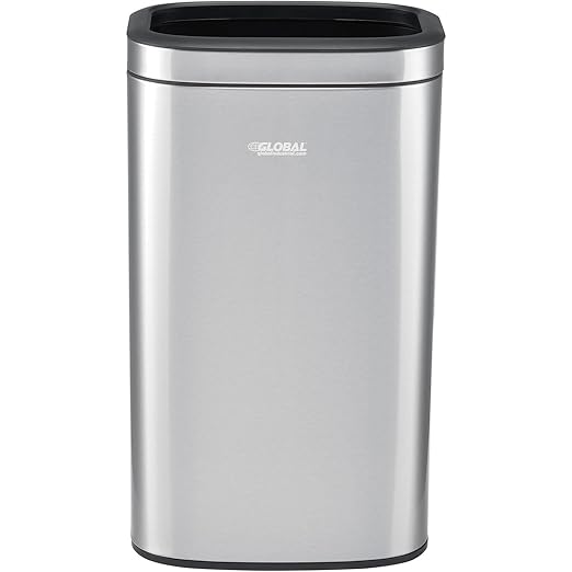 Global Industrial 8 Gallon Stainless Steel Slim Open Top Receptacle