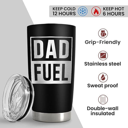 SANDJEST Dad Tumbler 20oz, Dad Fuel Stainless Steel Insulated Tumblers, Coffee Mug Cup for Best Dads from Daughter Son, Gifts for Birthday Christmas Fathers Day