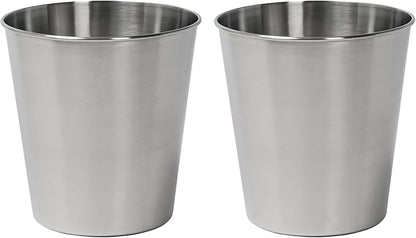happimess HPM1113C-SET2 Nolan Modern Classic Smooth Steel 2 Gal Waste Bin for Kitchen, Office, Bathroom, Bedroom, Dorm, Brushed Steel (Set of 2)