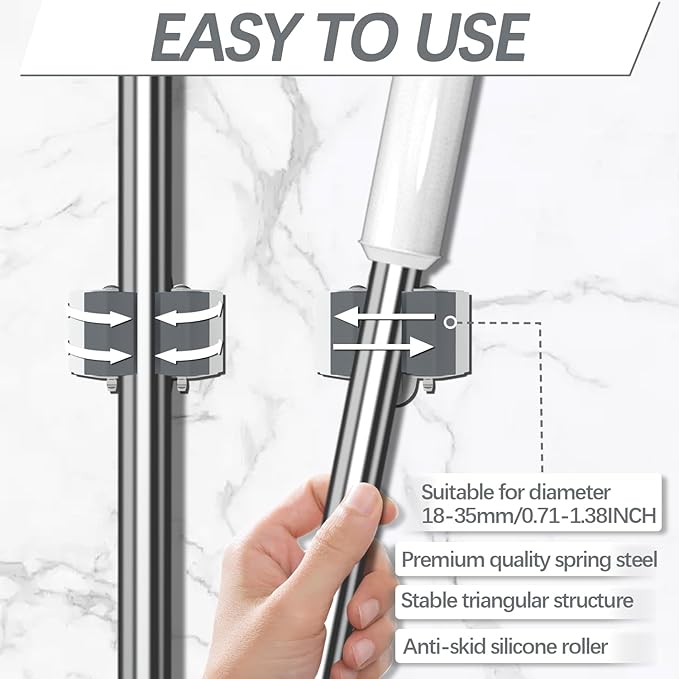 3-H Broom Holder Wall Mount 12 Pack, Mop and Broom Holder Wall Mount for Hanging and Organizing Shovel,Rake,Brush,Yard Tools in Laundry Room Garden Garage (grey)