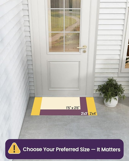 DEXI Front Door Mat Outside Entrance, Heavy Duty Non Slip Low Profile Doormat for Entryway, Trap Dirt and Moisture Welcome Mats, Easy Clean, Patio, Garage, 3x2, Black