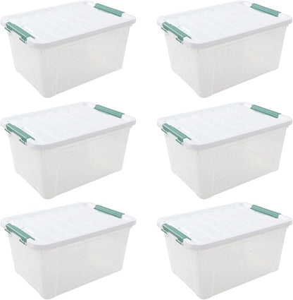 6-Pack 20 L Plastic Storage Box, Clear Latch Storage Box with Lids