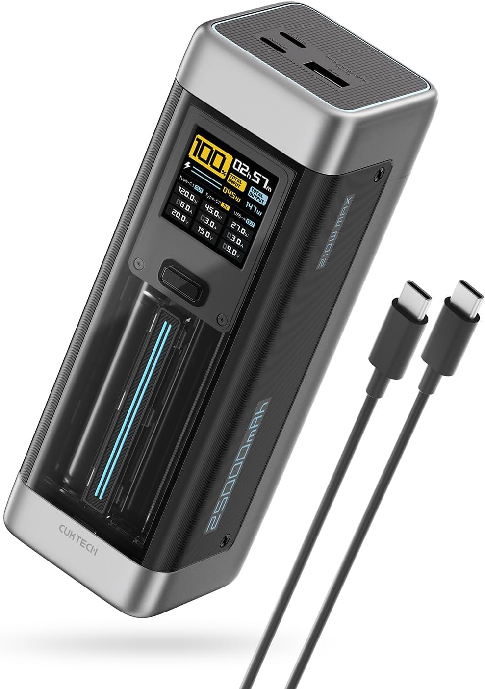 CUKTECH NO.20 140W Power Bank, 25,000mAh 3-Port Laptop Portable Charger, Fast Charging Battery Pack for Travel and Outdoor Work, Compatible with iPhone 16/15/14 Series, MacBook, Samsung, and More