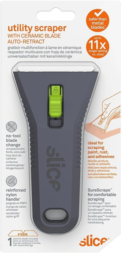 10593-CS Auto-Retracting, Utility Scraper, Locking Ceramic Blade, Rust Free, Finger Friendly, Soft-Touch Comfort Grips Reduce Strain, 12 Pack