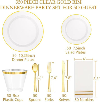SUT 350Pcs Plastic Dinnerware Set