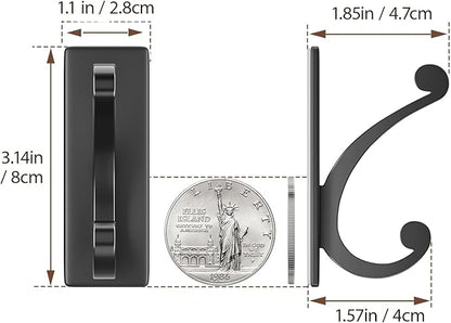 Adhesive Wall Hook for Towel/Coat - Extra Sticky 10LB Stainless, Stick on Hanger for Bath or Shower, Matt Black 4-Pack