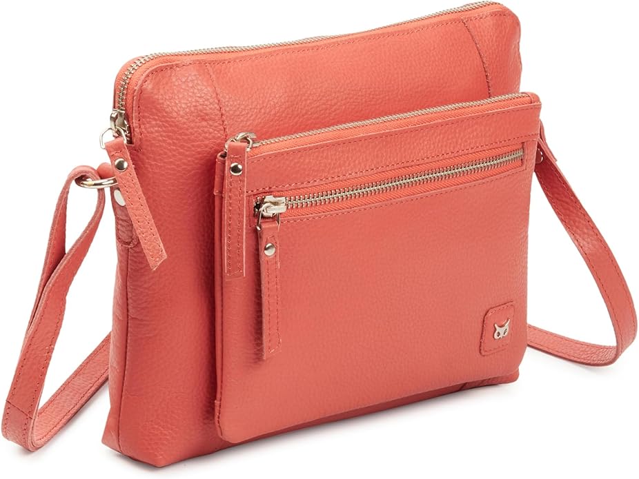 Wise Owl Accessories Small Soft Pebbled Real Leather Crossbody Handbags Purses Sling Crossover Shoulder Bag