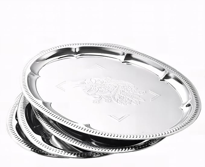 4-Pack 15.7" x 11.8" Silver Serving Trays