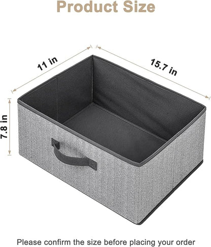 Storage Baskets, 15.7 Inch Woven Fabric Bins, Storage Cubes with Reinforced Handles, Organizer Bins for Closet Shelves, Foldable, for Toys, Clothes, Natural Beige (2PCS/Grey-15.7*11*7.8inch)