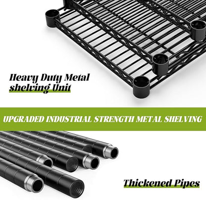 Storage Shelves, 4 PCS 48" L x 20" W x 72" H Heavy Duty Garage Wire Shelving Unit Loads 2000LBS, 5-Tier Adjustable Metal Industrial Utility Shelf Rack for Kitchen, Laundry Room, Basement