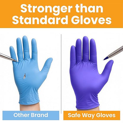 SafeWay Nitrile Disposable Gloves — Multi-Purpose Powder-Free, Non-Latex, Medical Use, and Textured Fingertips for Food Prep, Cleaning, Tattoo, Nursing, Lab, Examination, & More — (6000 pcs, Large)