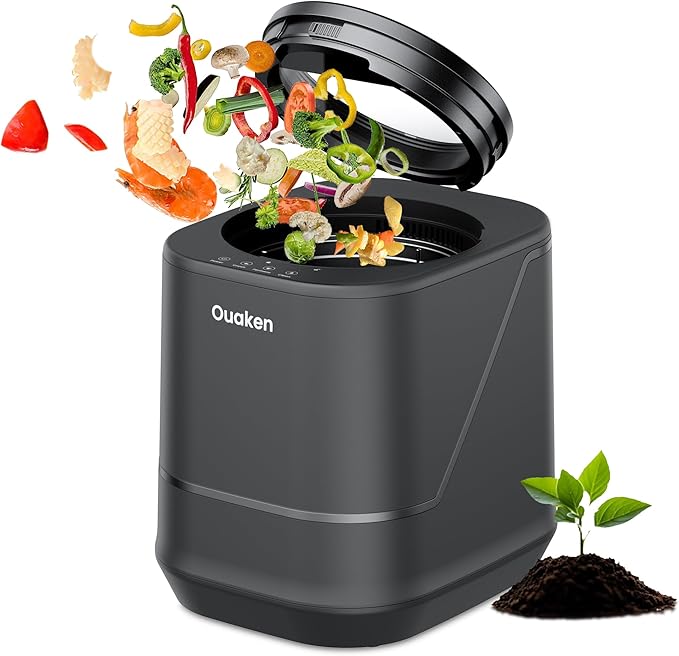 Electric Composter for Kitchen - 4L Countertop Indoor Compost Bin Smart Odorless Turn Kitchen Waste into Fertilizer Compost Maker, Low Noise, Auto-Clean, 2025 Newer Home Food composting Machine Gifts