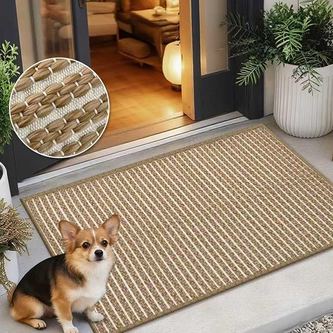 Braided Bath Mat,Boho Small Bathroom Rugs Non Slip Washable Super Absorbent Quick Dry Farmhouse Bathroom,Bedroom Decor,17"x24"Brown
