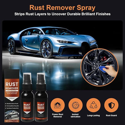 2 Pack Rust Remover Spray for Metal - 2025 Upgrade Heavy Duty Metal Cleaner for Vehicles, Tools, Chains, Iron Out Rust Stain Remover, Multi-Surface Cleaner, Fast-Acting Oxidation Remover