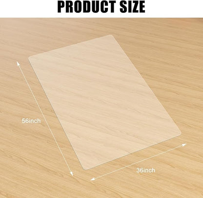 Kuyal Clear Chair Mat, Hard Floor Use, 56" x 36" Transparent Office Home Floor Protector mat Chairmats (56" x 36" Rectangle)
