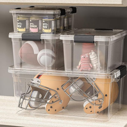 Superio Storage Bins with Lids- 4 Pack, 21 Qt Clear Boxes for Organizing, Stackable Plastic Containers- BPA Free, Non-Toxic, Odor Free, Organizer for Home, Office, Dorm
