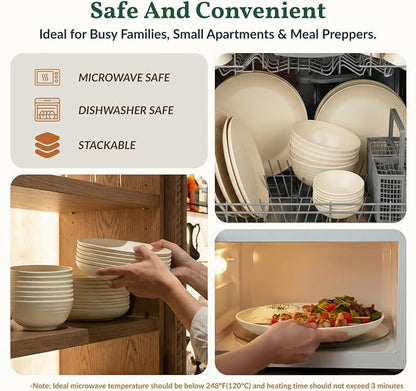 Wheat Straw Dinnerware Sets 40 PCS Plates and Bowls Sets