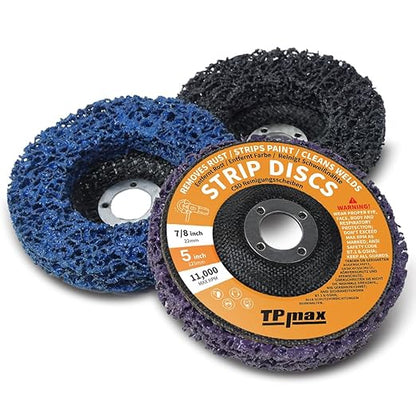 5" x7/8" Stripping Discs Rust Remover Wheel Remove Paint and Oxidation Poly Strip Wheel Disc Abrasive Angle Grinding Wheel - 3 Pack(Purple/Blue/Black)