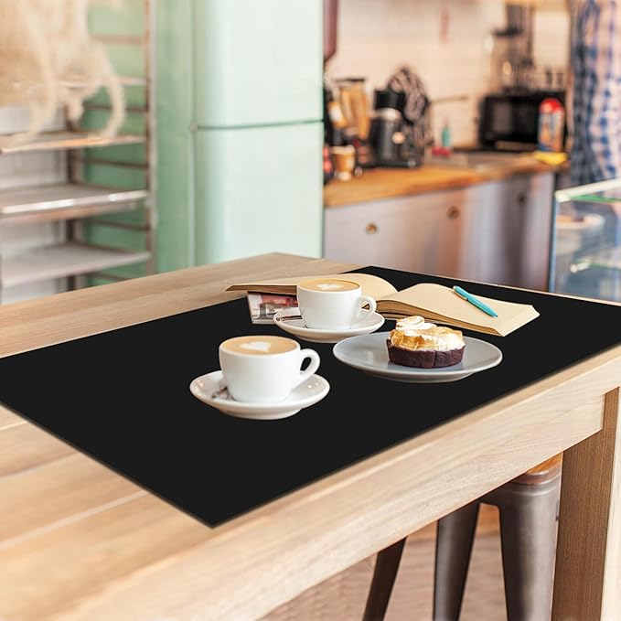 Food Grade Silicone Table Protector Mat 47x24 Inch, Heat Resistant Desk Pad for Baking/Painting/Resin/Welding, Non-Slip Waterproof Surface Easy Clean (3 Colors) (Black)