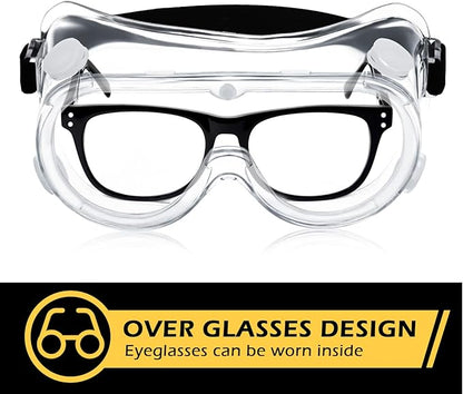 Yunsailing Protective Safety Goggles Lab Over Glasses Clear Anti Fog Eye Protection Goggles for Men Women