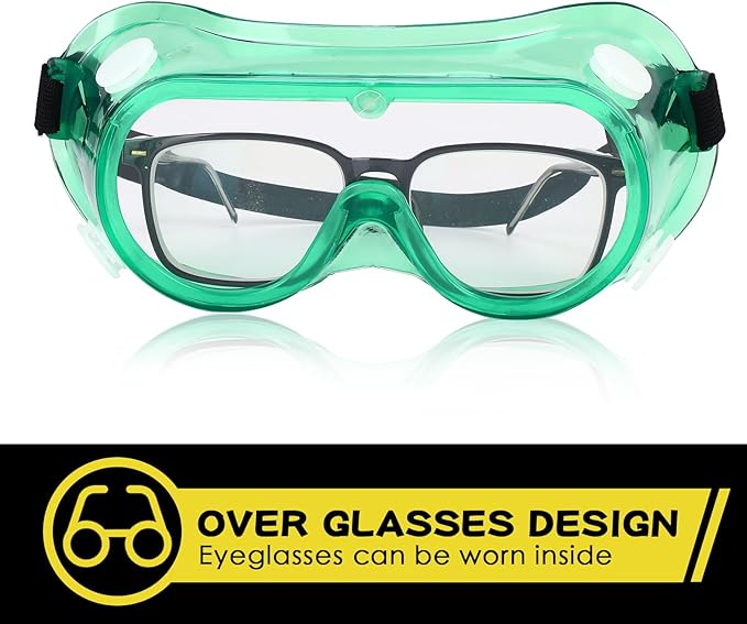 Yunsailing Protective Safety Goggles Lab Over Glasses Clear Anti Fog Eye Protection Goggles for Men Women
