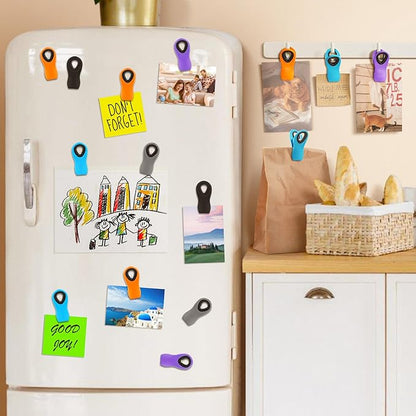 10 Pack Magnetic Chip Clips, Chip Clips Bag Clips, Magnetic Clip for Food Packages, Plastic Assorted Colors Snack Clip for Refrigerator