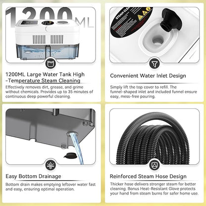Steam Cleaner, 2500W High Pressure Steam Cleaner for Home, 10s Fast Heat-Up, Chemical-Free Steamer for Cleaning with 6 Steam Levels, 41oz Tank, Handheld Steam Cleaner for Car, Grease, Grout, Tile