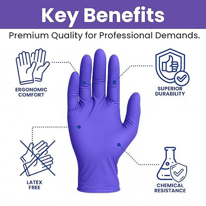 SafeWay Nitrile Disposable Gloves — Multi-Purpose Powder-Free, Non-Latex, Medical Use, and Textured Fingertips for Food Prep, Cleaning, Tattoo, Nursing, Lab, Examination, & More — (10000pcs, 2XLarge)