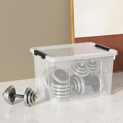 Zopnny 40 Quart Clear Latching Box with Wheels, Plastic Storage Containers with Lids, 4 Pack