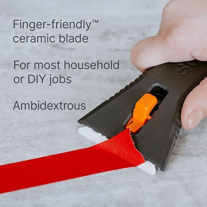 Slice 10591 Manual Utility Scraper, Locking Ceramic Blade, Rust Free, Finger Friendly, Soft-Touch Comfort Grips Reduce Strain, Regular - Manual (Locks in Position)