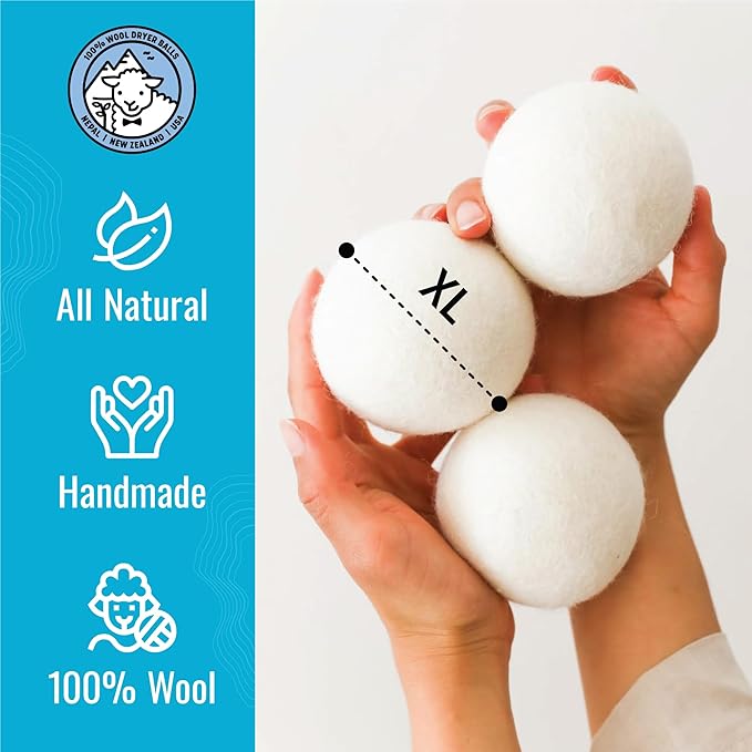 Smart Sheep Wool Dryer Balls - 6-Pack - XL Premium Natural Fabric Softener Award-Winning - Wool Balls Replaces Dryer Sheets - Wool Balls for Dryer - Laundry Balls for Dryer (Marching Penguins)