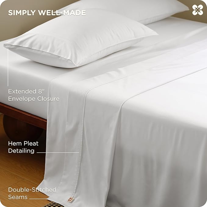 Bedsure King Size Sheets Set, Bamboo Viscose Sheets, Rayon Cotton Blend, GentleSoft, Breathable, Deep Pocket Up to 18 Inches, Hotel Luxury Bedding for Hot Sleepers, White