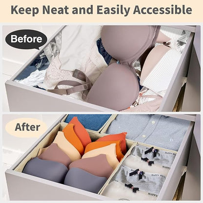 Criusia Drawer Organizer Clothes, 8 Pack Underwear Drawer Organizer, Foldable Cloth Storage Box Closet Organizers and Storage for Clothes, Socks, Scarves, Ties (Beige)