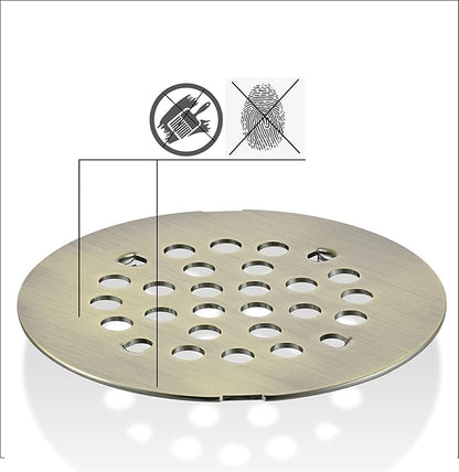 rrajj 4-1/4 (4.25) Inch(108mm) Round Snap-in Shower Floor Drain Cover Replacement Cover (Antique Bronze)