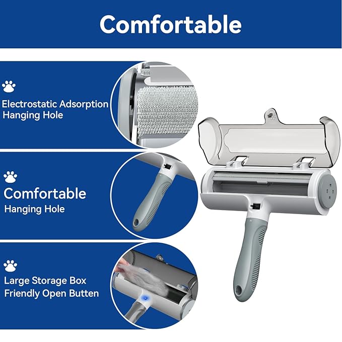Belife Pet Hair Remover Roller Reusable Lint Roller for Dog and Cat Hair, Multi-Surface Pet Hair Removal Tool for Couch, Furniture, Carpet, Clothes, Bedding (Gray)