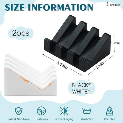 Silicone Soap Dish for Bar Soap Holder for Shower Bathroom Self Draining Waterfall Drying Tray Keep Soap Bars Dry Clean & Easy Cleaning (White Gray Black, 3)