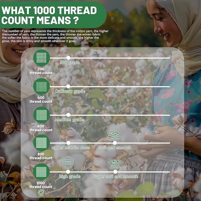 1000 Thread Count Egyptian Cotton Sheets Queen Size Set 4PCS Sateen Weave Soft Breathable 16-Inch Deep Pocket（Queen,Dusty Pink）