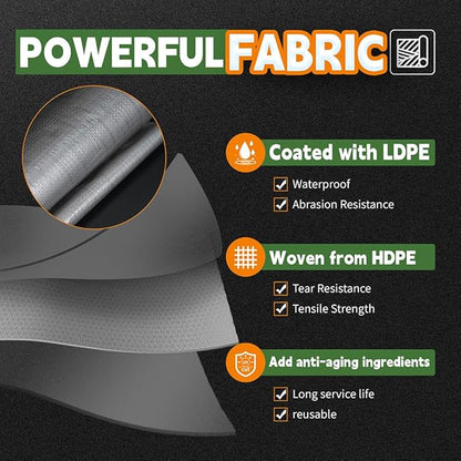 RAINDEWAY Tarps Heavy Duty Waterproof 14x14 Feet, 10Mil Multipurpose Poly Tarp Cover with Metal Grommets,Silver/Brown Tarp Finished Size,for Carport，Boats，Camping