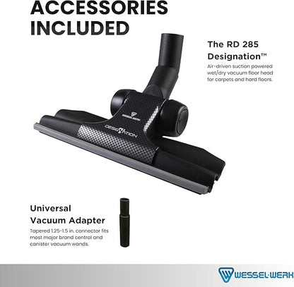 Wessel-Werk RD285 Designation™ Universal Vacuum Floor Brush Attachment — Ultra-Thin Dual-Surface Nozzle with Edge-to-Edge Cleaning & 1.25-1.5 in. Adapter (Designation™ Universal Nozzle)