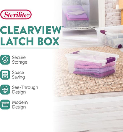 Sterilite 36-Pack 15 Quart Clearview Latch Box, Stackable Organizer Bins with Latching Lids - Clear Plastic Organization Containers for Closet, Bedroom, Shelving Units and Everyday Home Storage