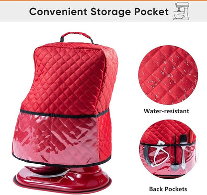BAGSPRITE Stand Mixer Cover with Appliance Sliders Compatible with KitchenAid Mixer 4.5/5 Quart with Pockets for Kitchen Aid Accessories and Attachments