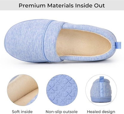 HomeTop Women's Comfy Loafer Slippers Lightweight Memory Foam Non-slip Indoor House Shoes
