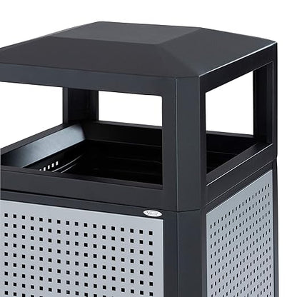 Safco Evos Steel Trash Can, 38 Gallons, Indoor and Outdoor Use, Commercial Garbage Can with Plastic Liner