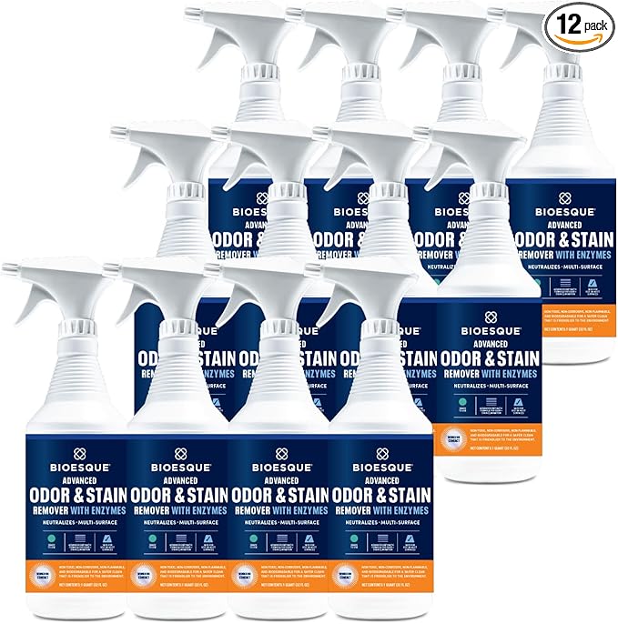 Bioesque Advanced Odor & Stain Remover with Enzymes, 32 Fl Oz (Pack of 12)