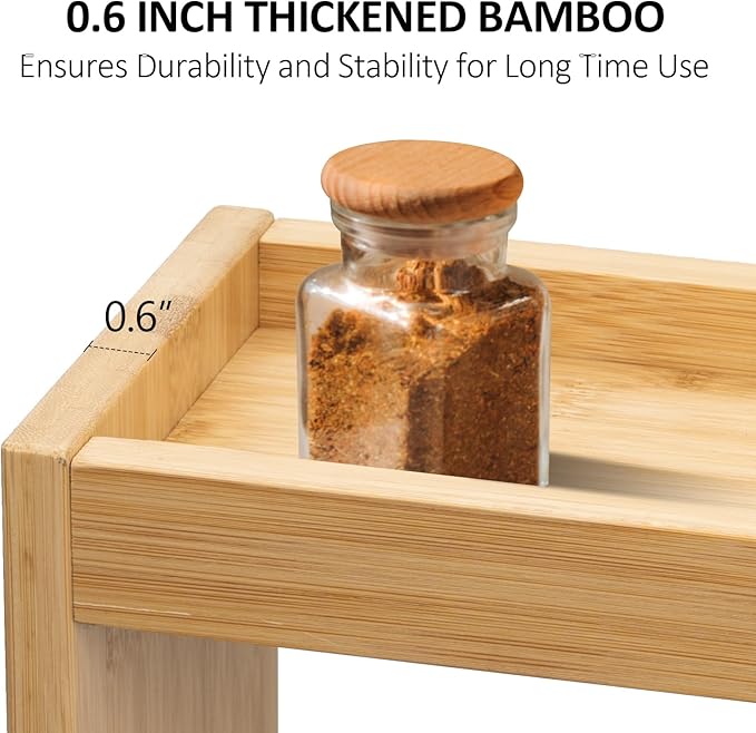 Over the Stove Spice Rack, 33" Wide Bamboo Shelf Rack Organizer for Stove Top