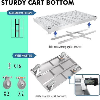 4-in-1 Platform Truck Cart with Cage, Multi-Purpose Heavy Duty Steel Flatbed Cart with 2200lbs Capacity Platform Hand Truck 6" Wheels Push Cart Dolly for Groceries, Garage, Warehouse (41“L x 24" W)