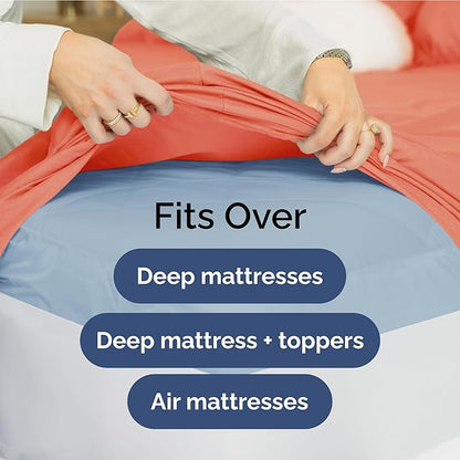 Extra Deep Pocket Twin Sheets - 3 Piece Breathable & Cooling Bed Sheets - Hotel Luxury Bed Sheet Set - Soft, Wrinkle Free & Comfy - Easily Fits Extra Deep Mattresses - Deep Pocket Coral Sheets Set